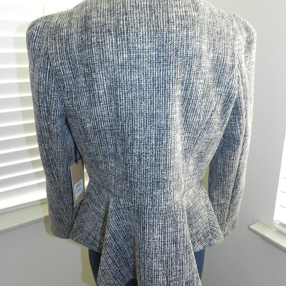 NWT HALOGEN Women's Black & White Tweed Peplum Jacket Size Small Petite - Picture 8 of 16